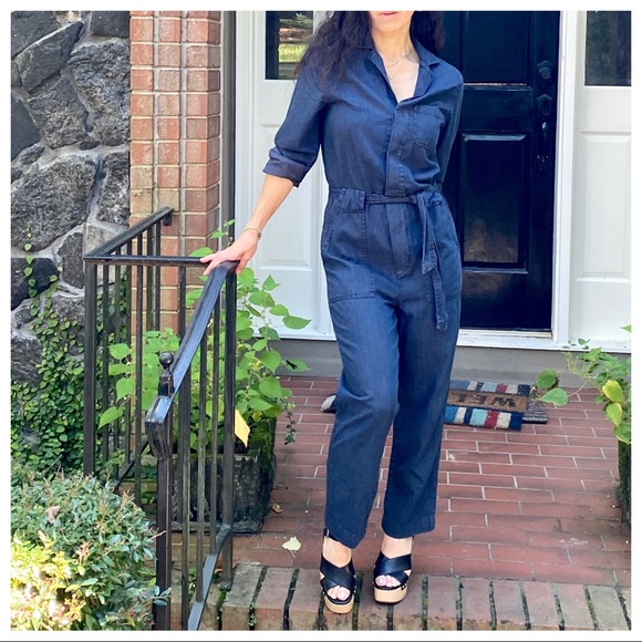 BOHO WORKMAN CHIC JEAN JUMPSUIT WITH POCKETS - Picture 8 of 10